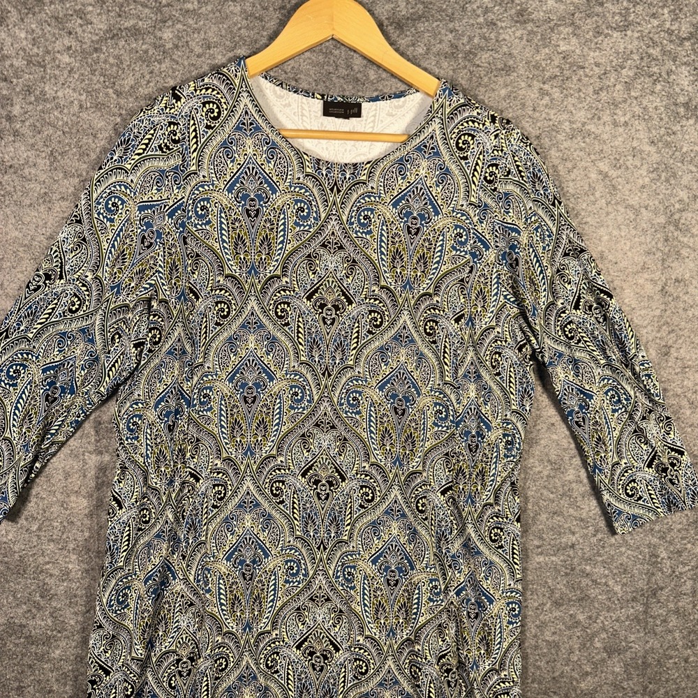 J JILL NWT $119 Wearever Collection Soft Stretch Paisley Casual Dress Size Large